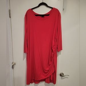 3x Red Fuschia Gibson 3/4 Sleeve Jersey Shirt Rouched Dress
